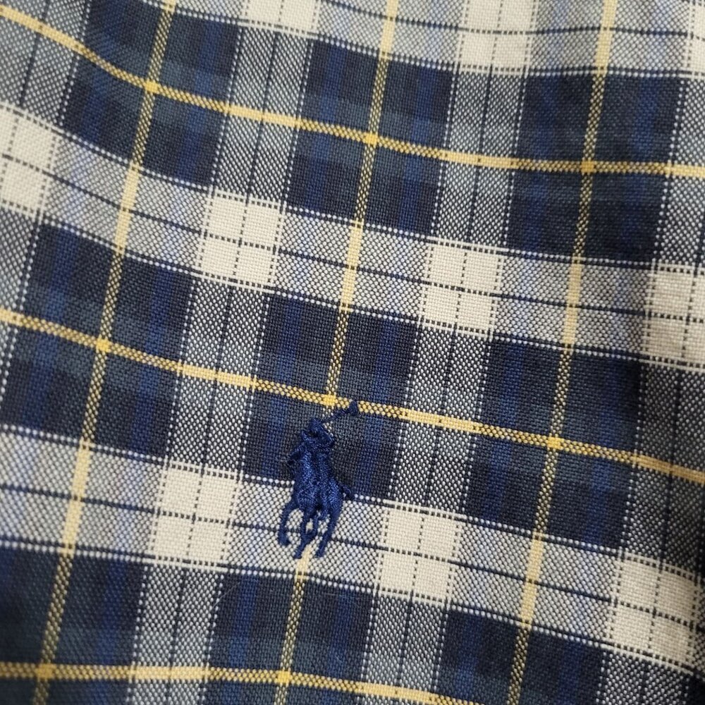 Ralph Lauren Men's Large Long Sleeve Button Down Shirt Plaid Blue Yellow - Picture 4 of 10